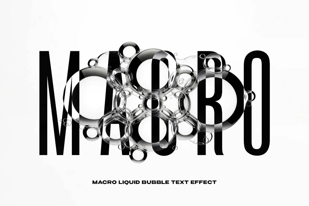 Macro Liquid Bubble Text Effect