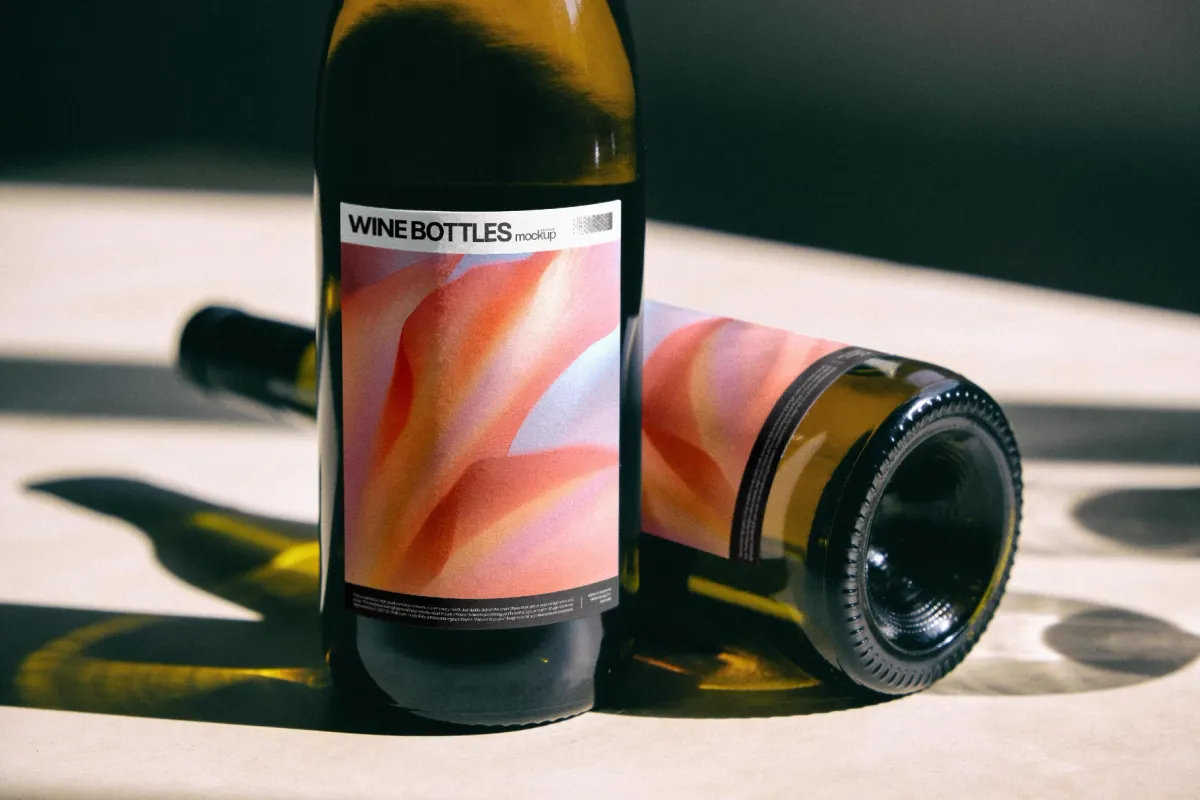 Wine Bottles Mockup on Marble