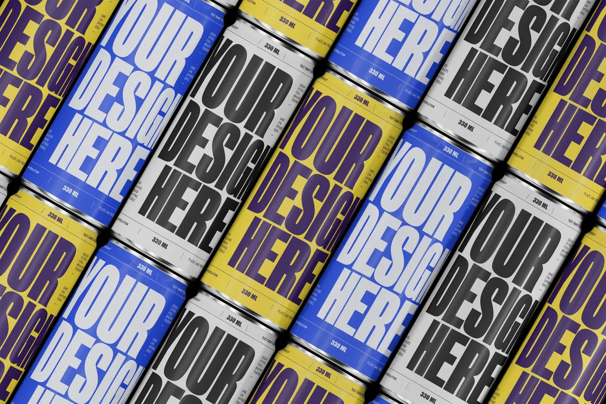 Diagonal Pattern 330ml Can Mockup