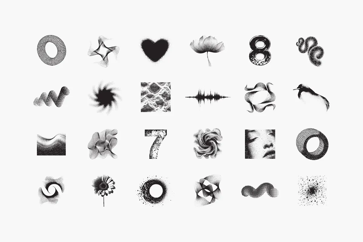 Dithering Bitmap Vector Shapes Collection