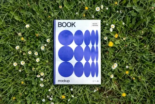 Top View Book Mockup on Grass