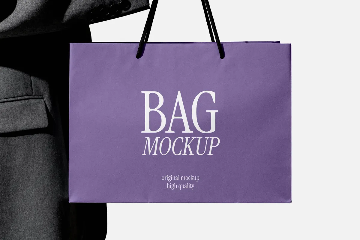 Paper Bag Mockup with Cord Handles