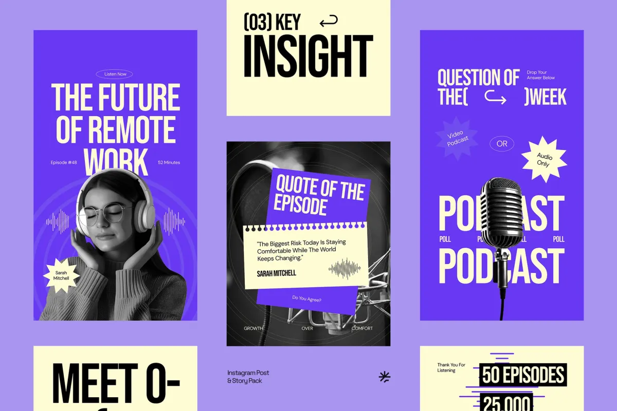 Creative Podcast Instagram Pack - CANVA Template