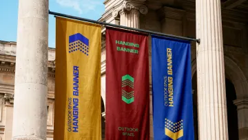 Vertical Fabric Banners Mockup