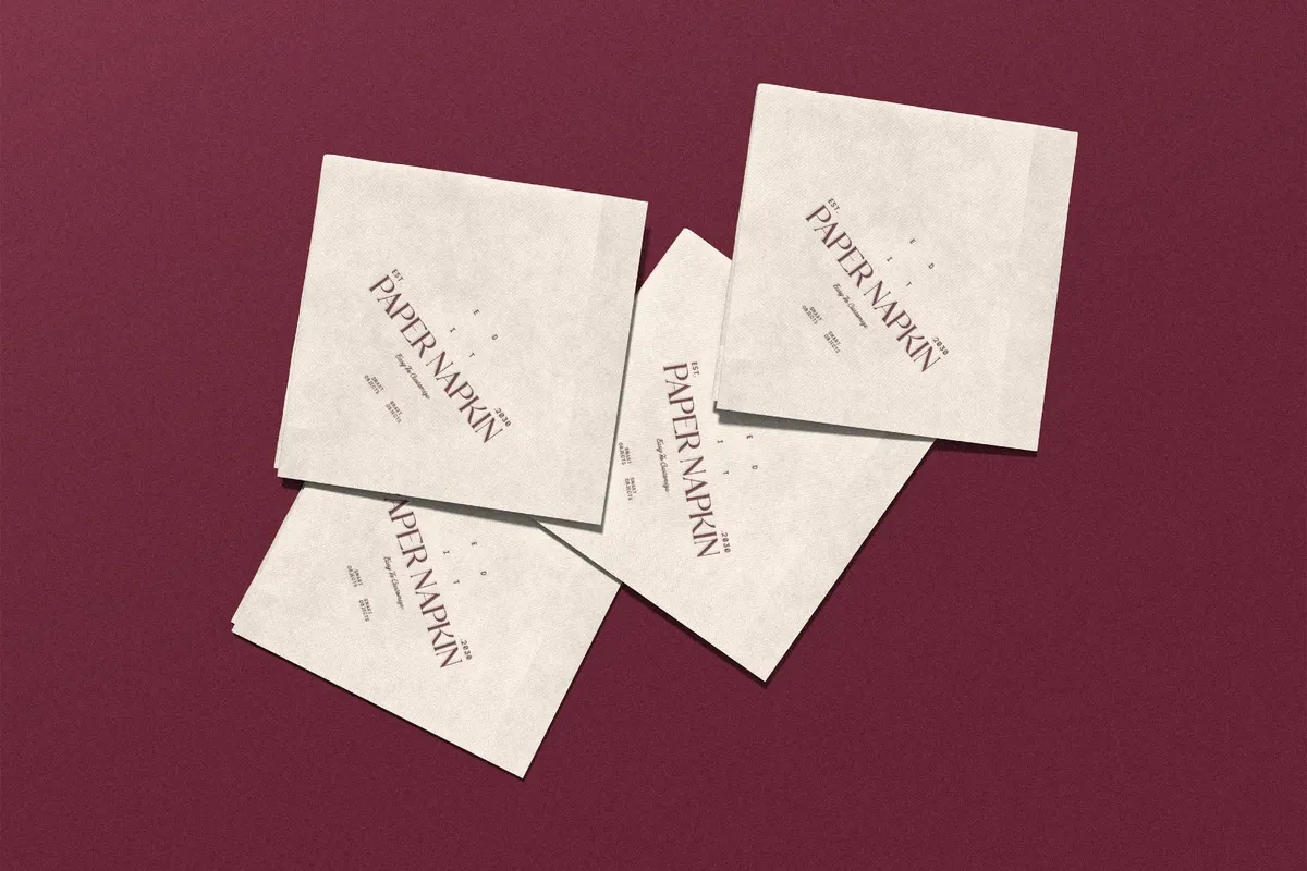Square Paper Napkin Mockup