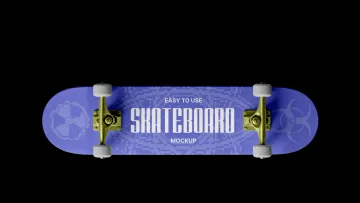 Skateboard Mockup with Wheels