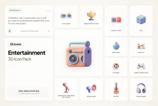 3D Entertainment Icons