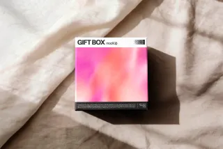 Gift Box Mockup on Linen