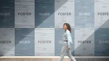 A4 Glued Posters Wall Mockup