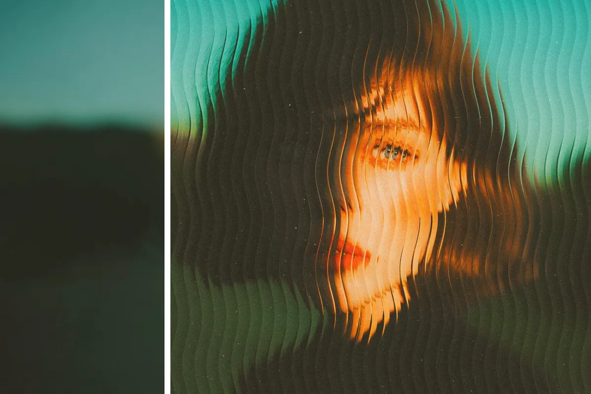 Wavy Ribbed Glass Photo Effect