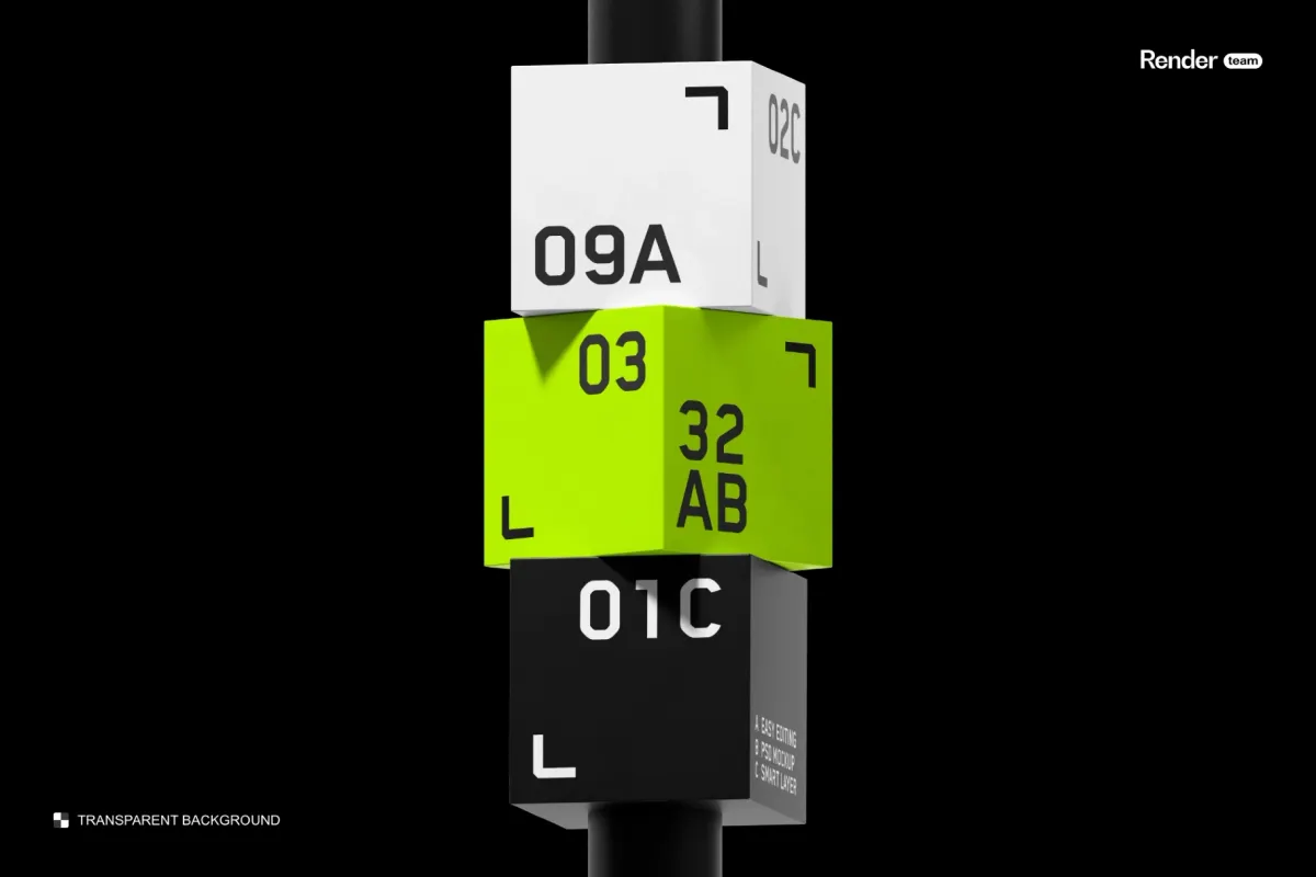 Pole Mounted Signage Mockup