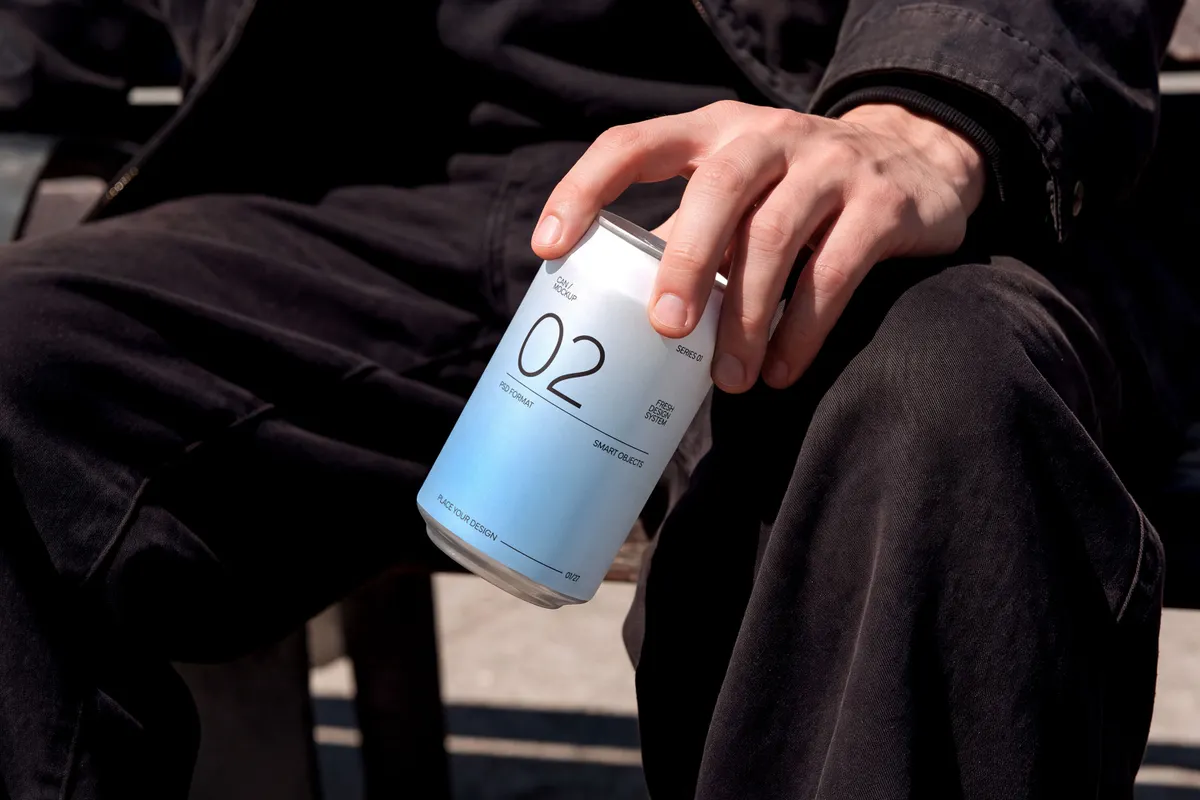 Aluminum Can in Hand Mockup