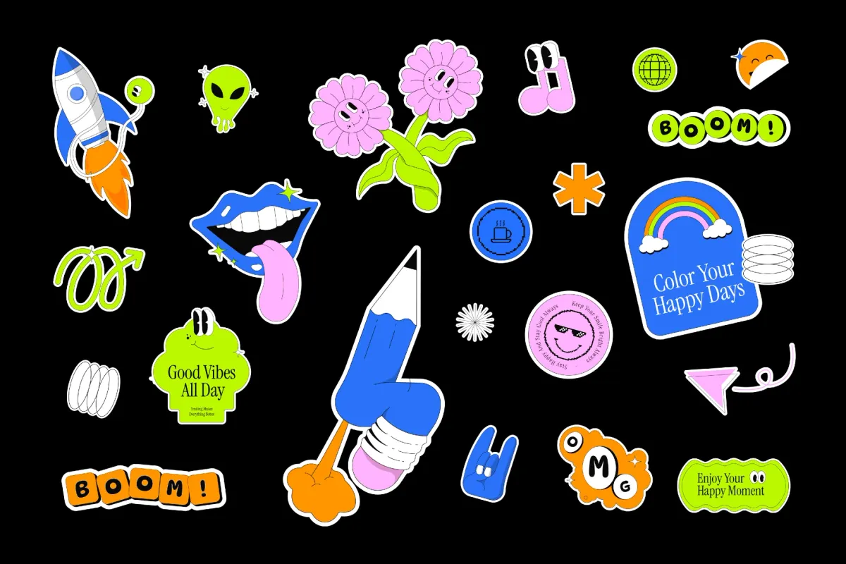 Y2K Aesthetic Sticker Elements
