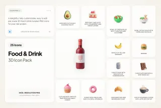 Food & Drink Claymorphic 3D Icons