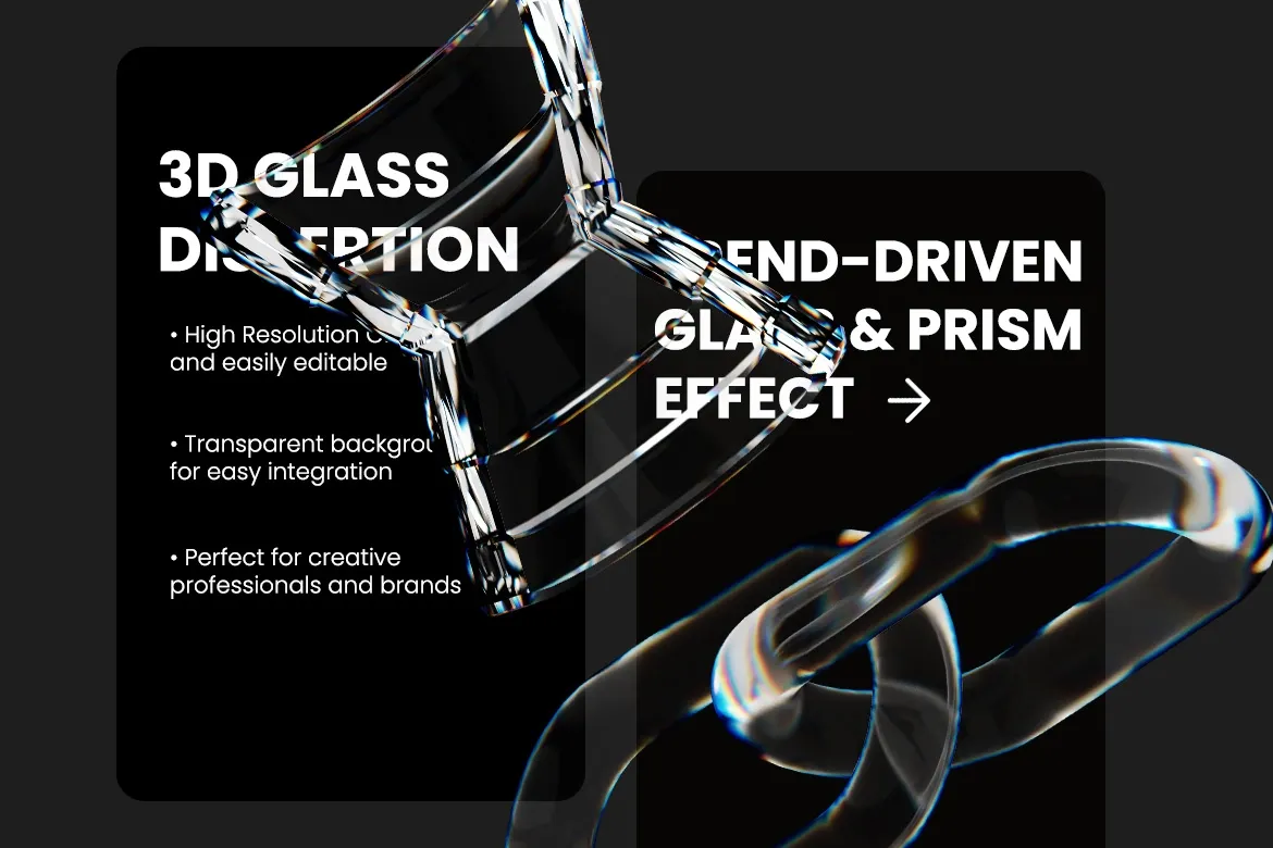 3D Abstract Shapes Glass Dispersion