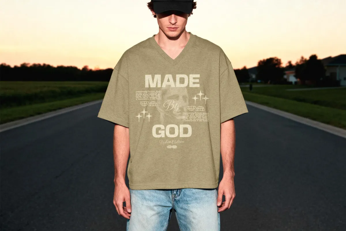 Oversize V-Neck T-shirt Mockup