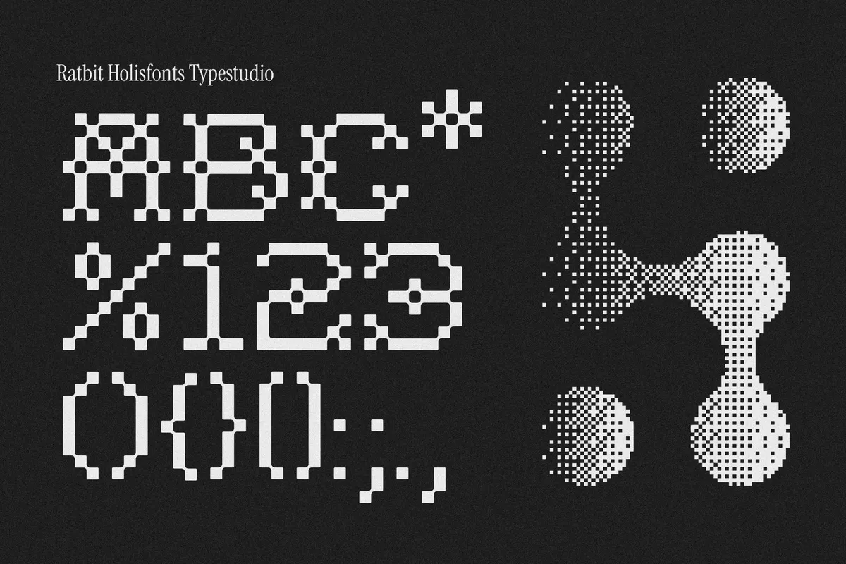 Ratbit - Pixel Display Font with Outline Style