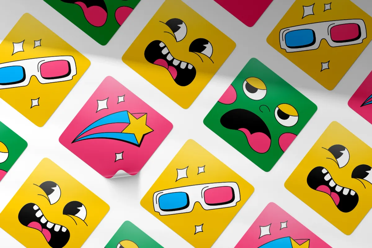 Square Vinyl Sticker Mockups