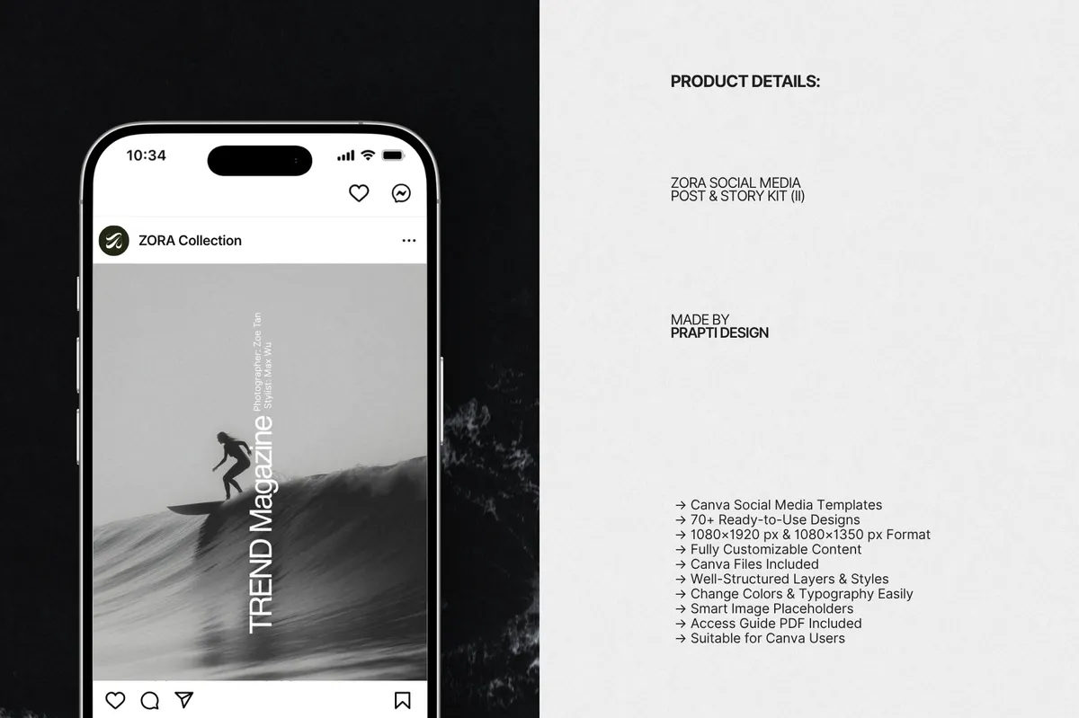 ZORA | Instagram Post & Story Templates for Canva Vol.2