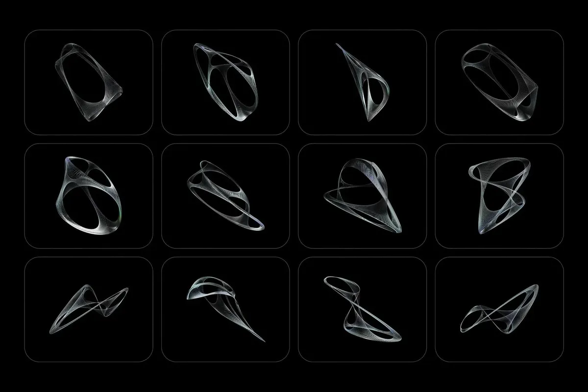 3D Chrome Wireframes