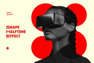 Halftone Shapes Mix Photo Effect