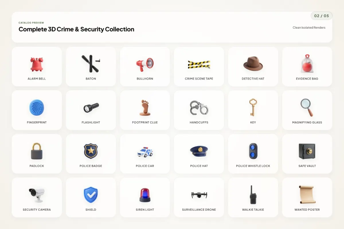 3D Crime & Security Icons