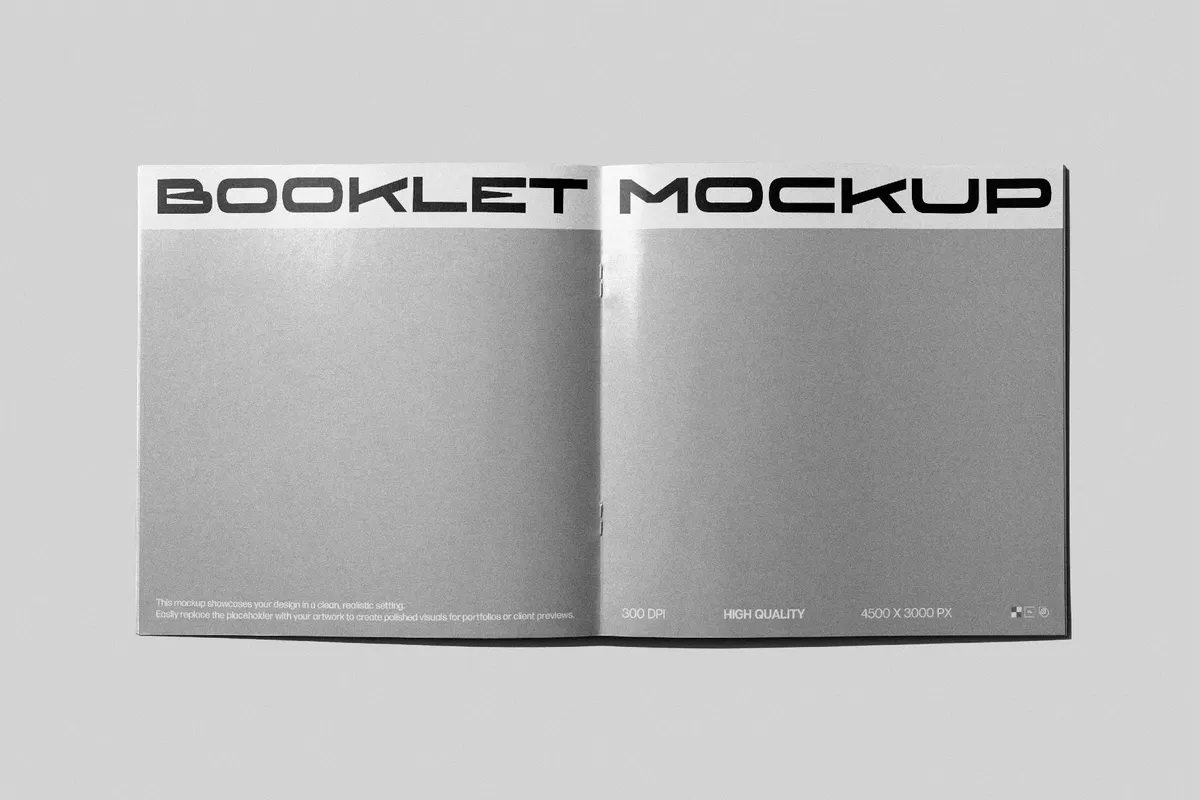 Saddle-Stitched Square Booklet Mockup