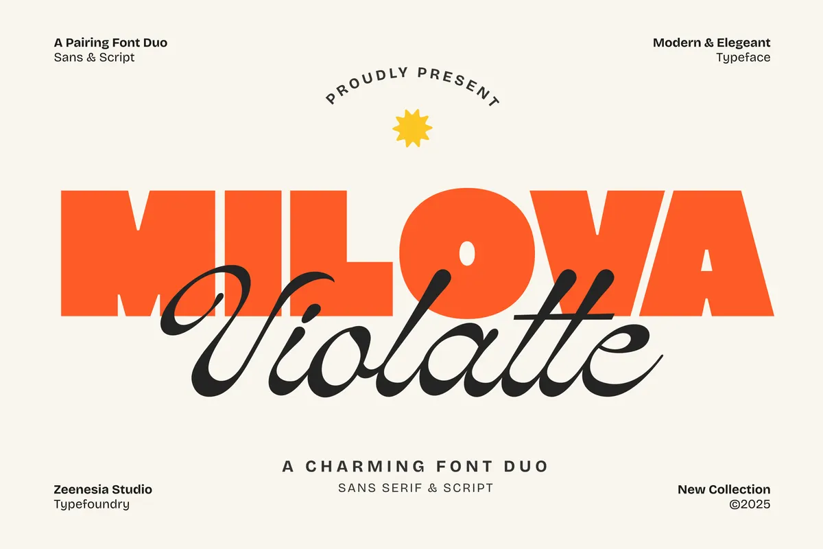 Milova Violatte - Bold Sans & Script Font Duo
