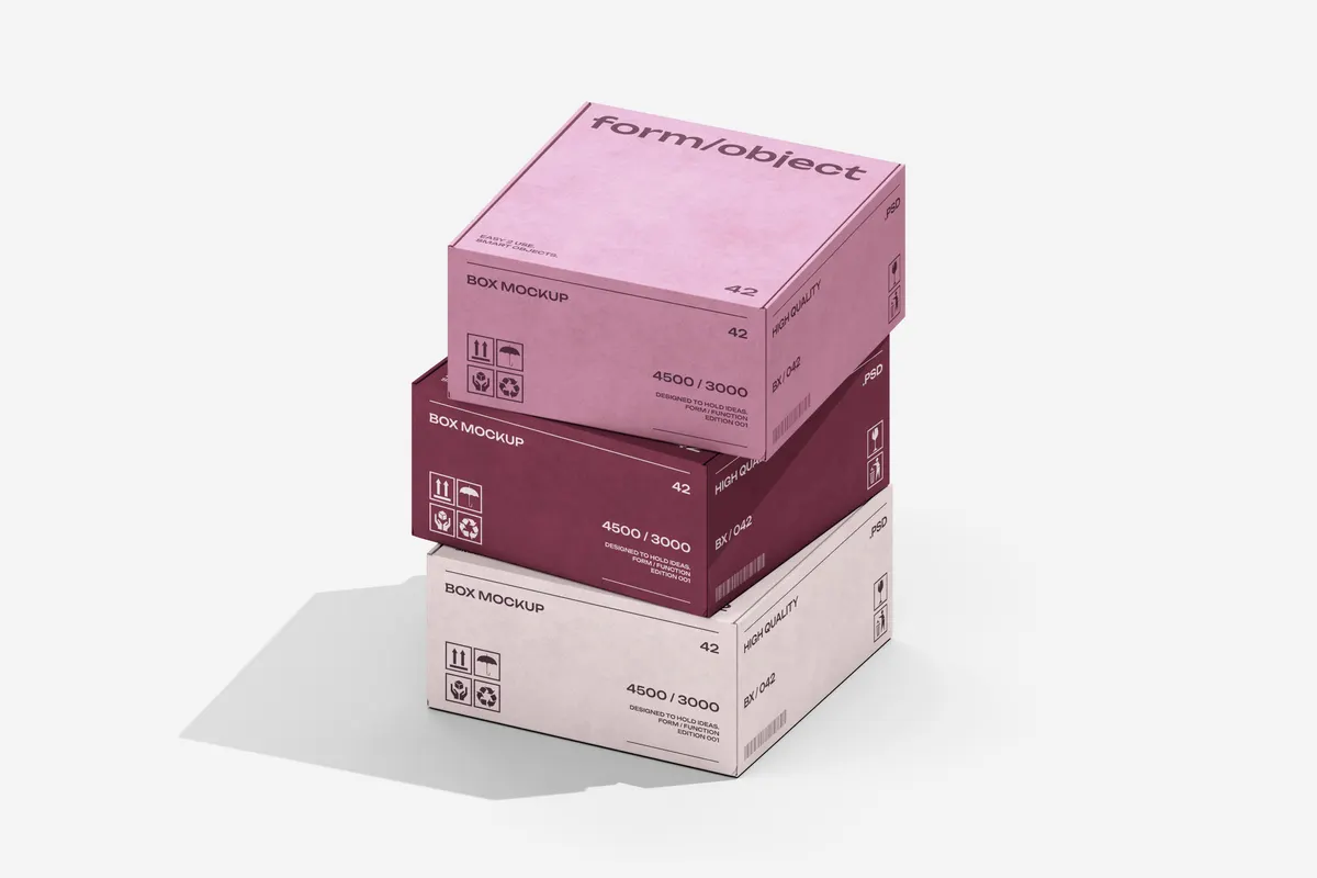 Stacked Carton Boxes Mockup