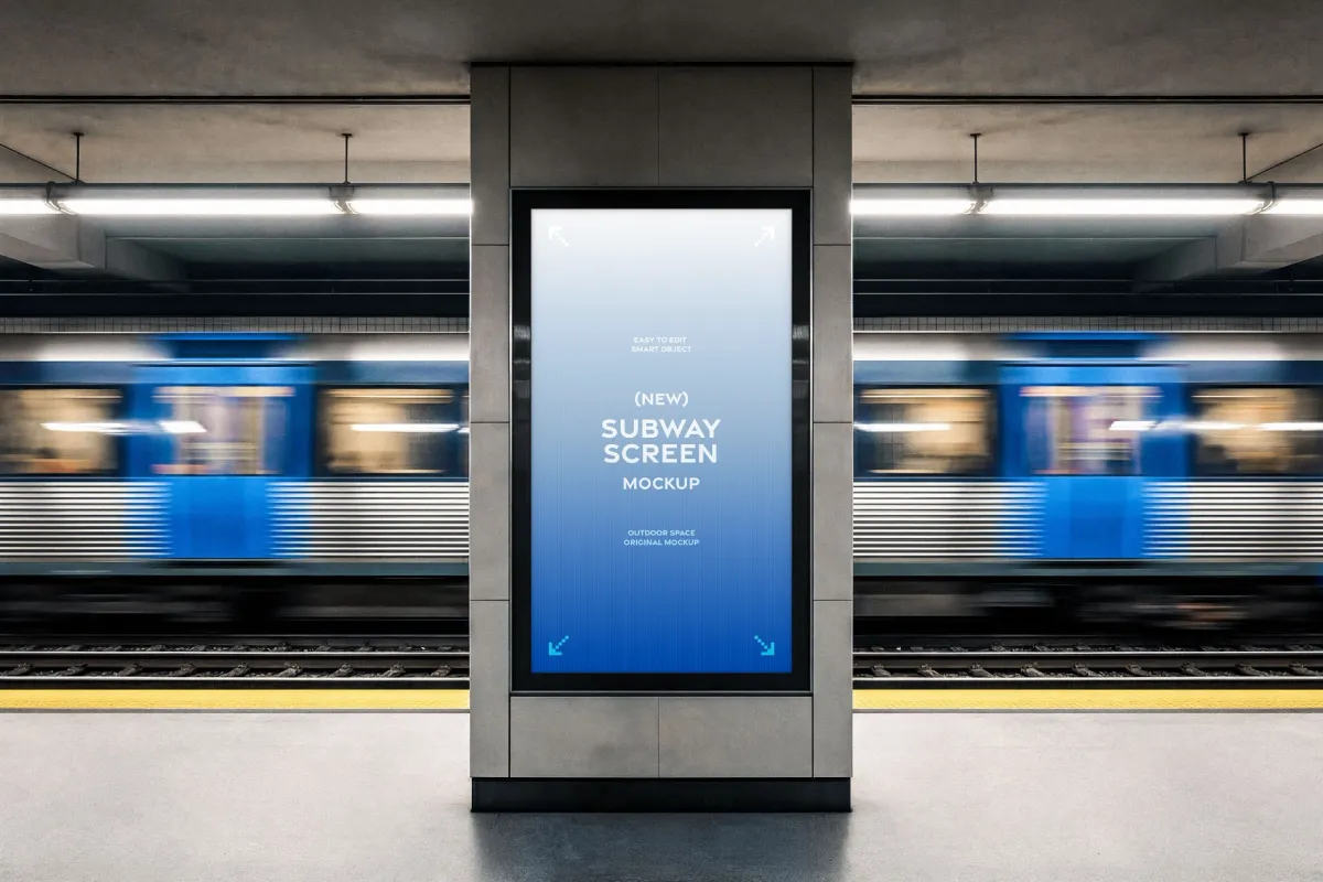 Vertical Subway Digital Signage Mockup
