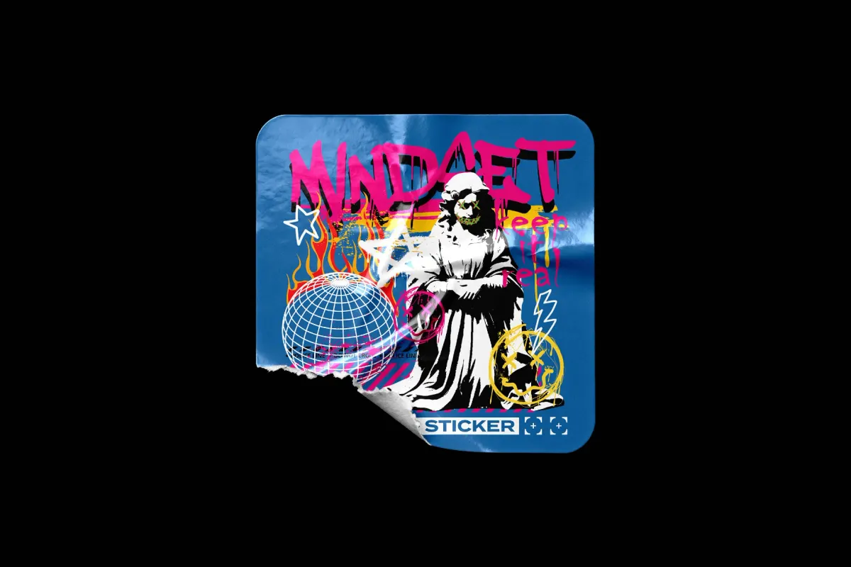 Ripped Glossy Square Sticker Mockup