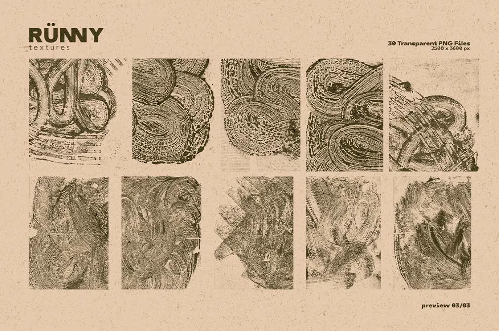 RUNNY — 30 Transparent PNG Textures
