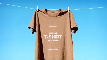 Hanging T-Shirt Mockup on Clothesline