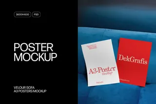 Velour Sofa A3 Posters Mockup
