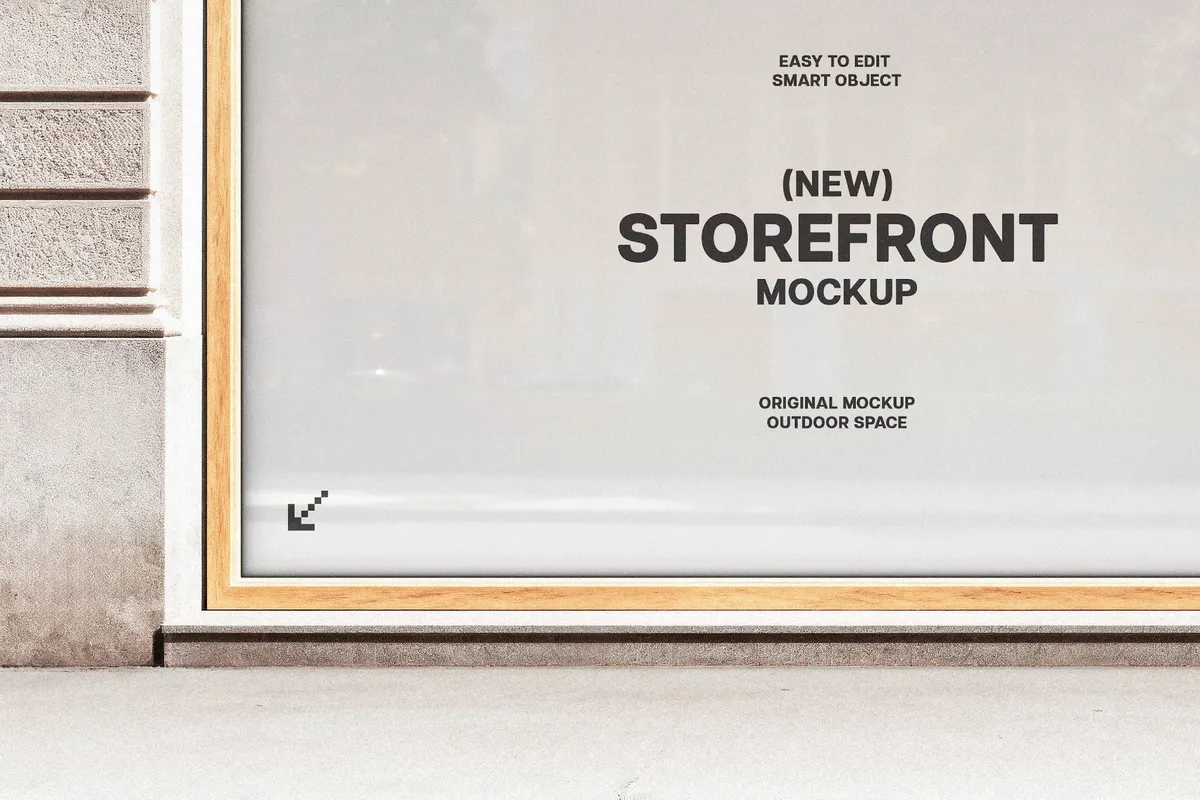 Storefront Mockup with Wooden Frame