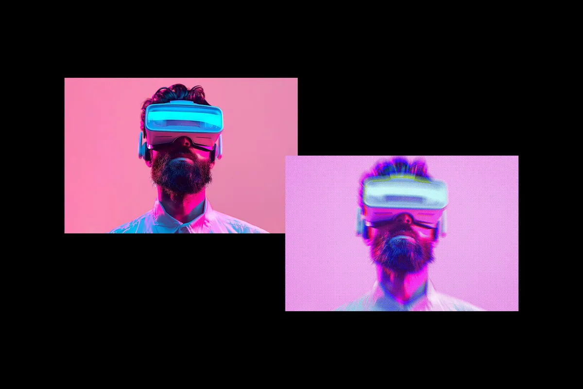 Cyberpunk Hologram Blur Photo Effect