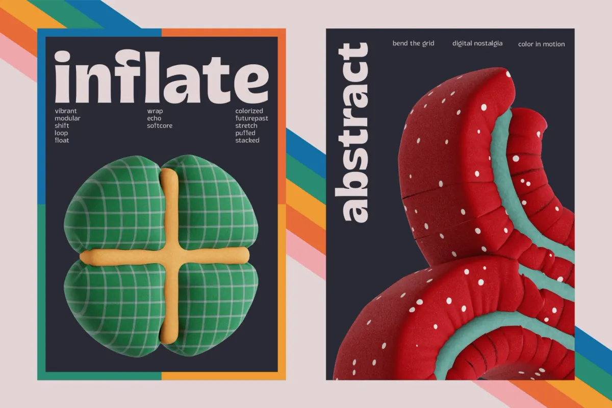 Inflated Abstract 3D Colorful Shapes