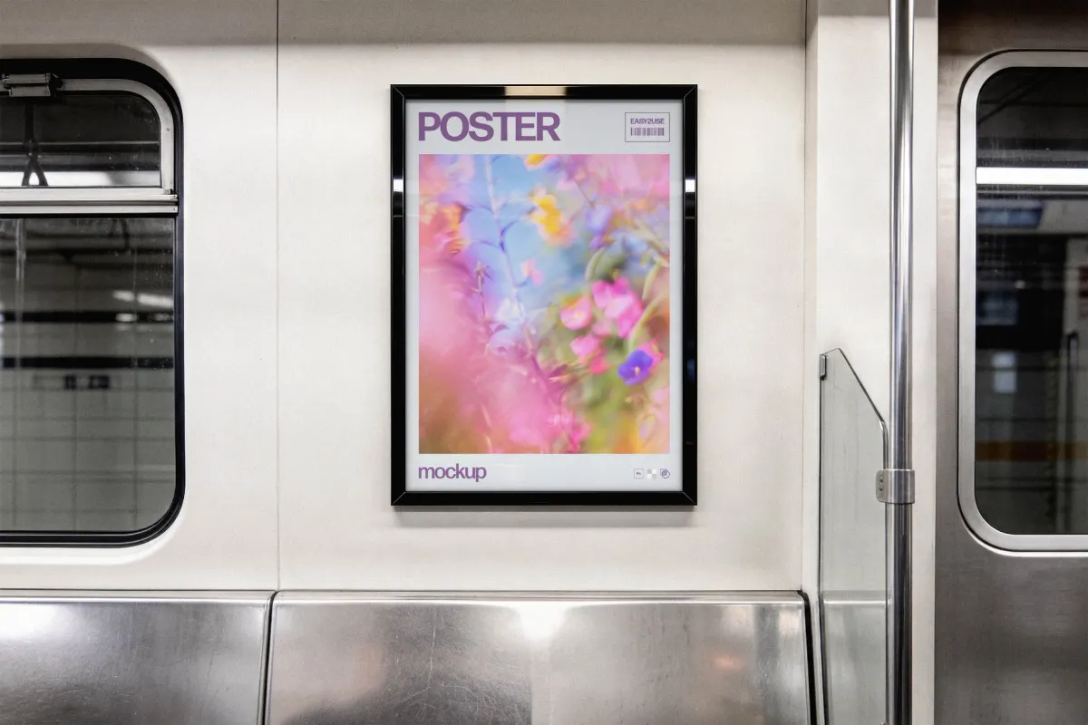 Framed Train Poster Mockup