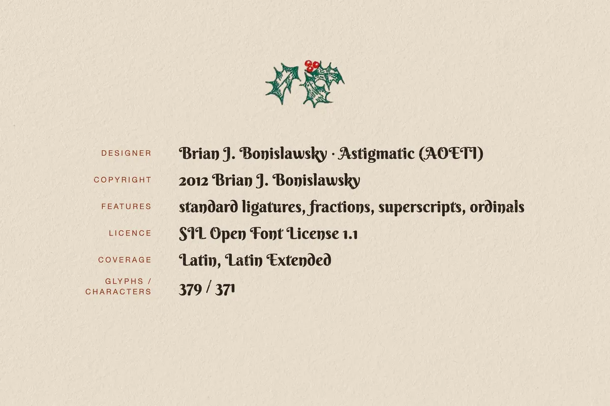 Berkshire Swash — Free Christmas Display Serif