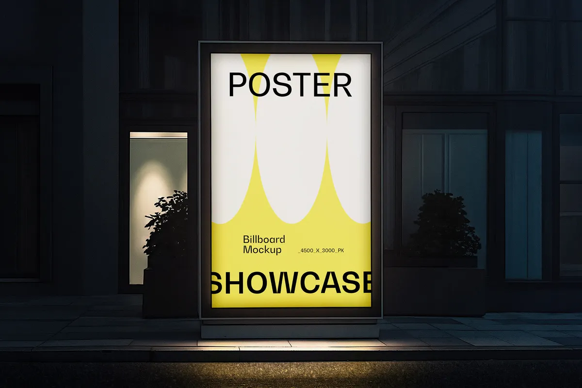 Lightbox Mockup At Night