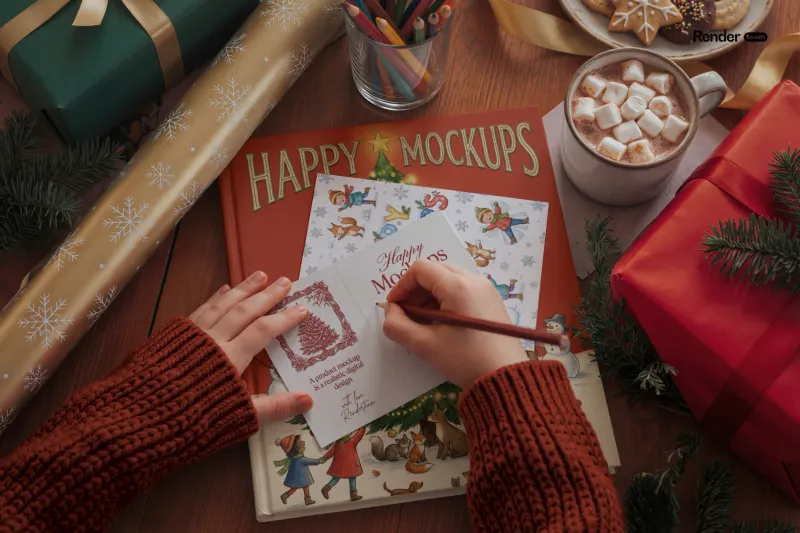 Christmas Postcard Mockup