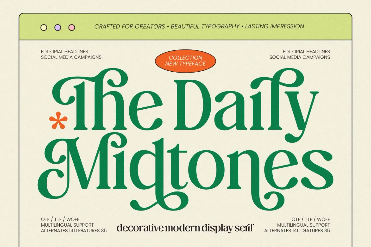 The Daily Midtones - Decorative Display Serif Font