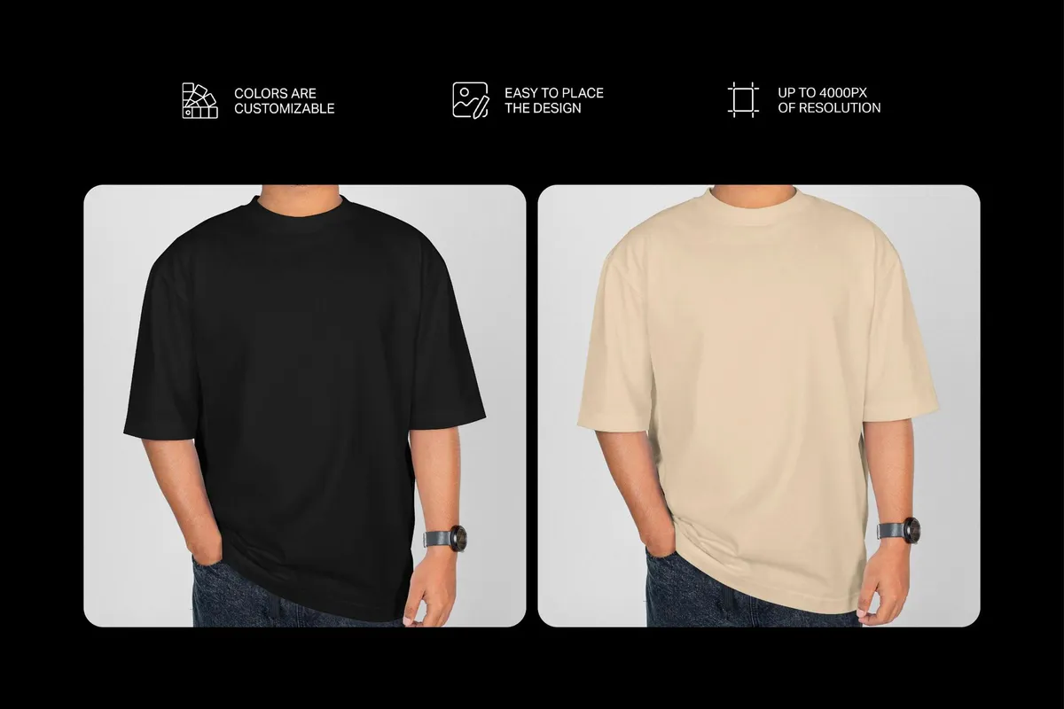 Man Oversized T-Shirt Mockup — Front View