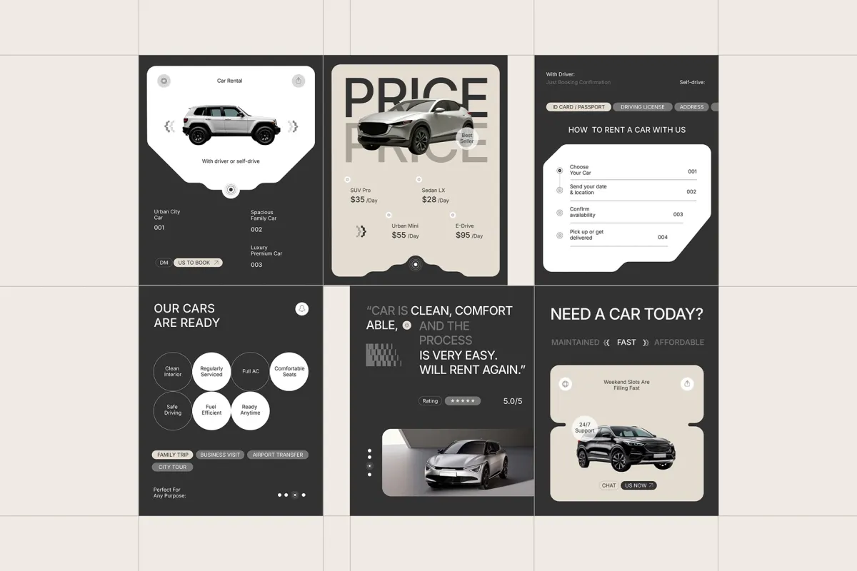 Minimalist Car Rental Booking Instagram - Affinity