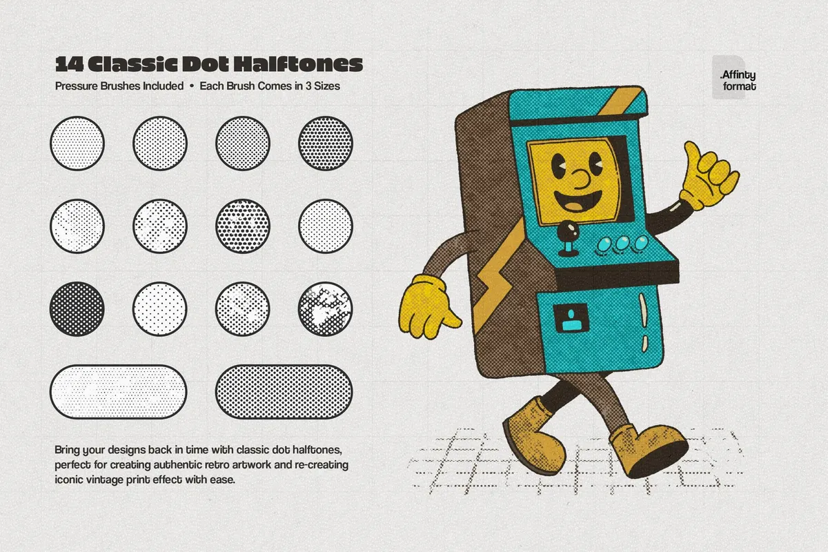 Retro Halftone Affinity Designer Brushes
