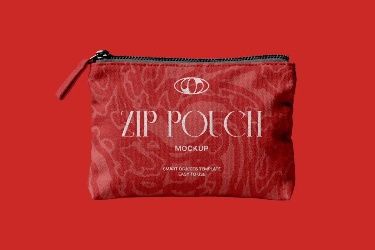 Fabric Pouch Mockup with Zipper