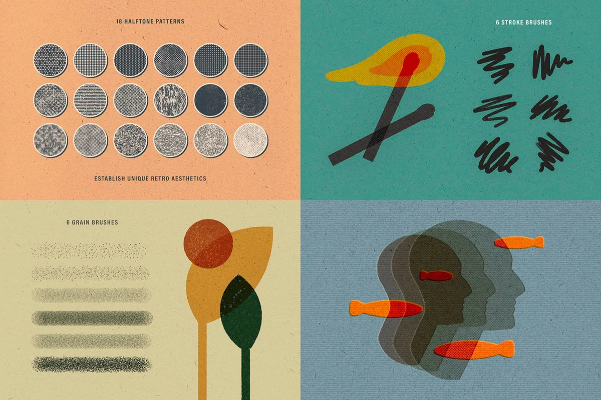 9 in 1 Illustrator Brushes Bundle