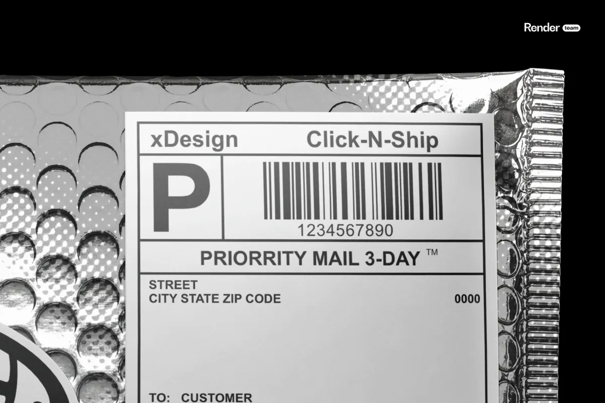 Metallic Bubble Mailer Mockup