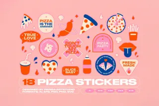 18 Pizza Sticker Pack