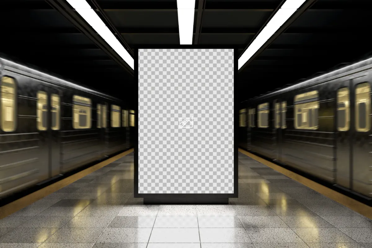 Subway Station Digital LED Screen Mockup